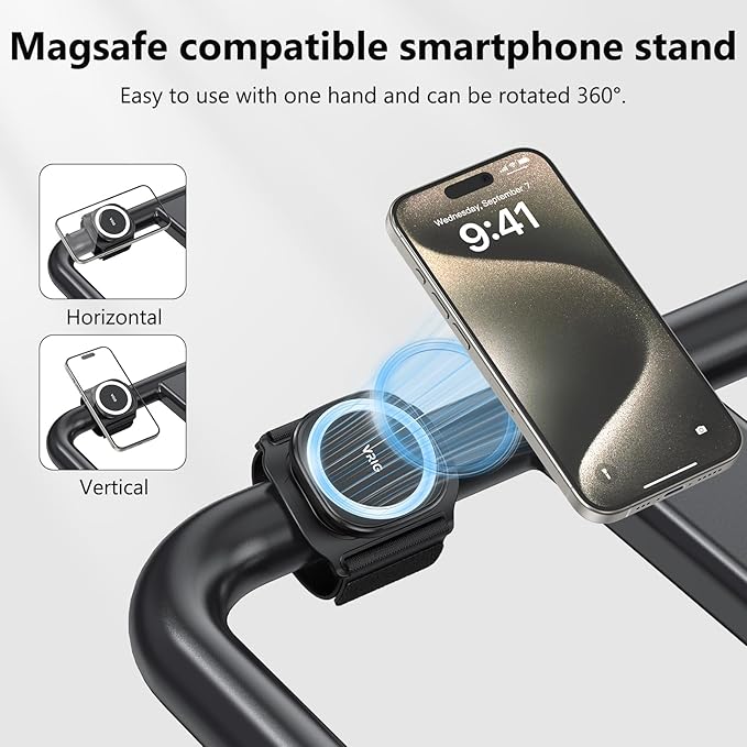 VRIG 360 Rotatable Magnetic Wristband Phone Holder, Wristband Cell Phone Holder, Magnetic Phone Holder, Compatible with magsafe iPhone 16 15 14 13 12 Pro Max Plus Mini