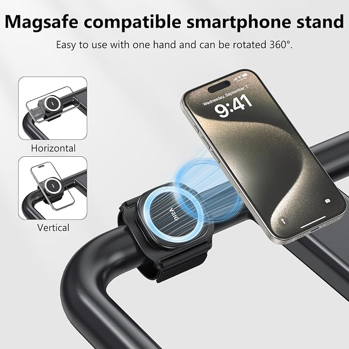 VRIG 360 Rotatable Magnetic Wristband Phone Holder, Armband Cell Phone Holder, Magnetic Phone Holder, Compatible with magsafe iPhone 16 15 14 13 12 Pro Max Plus Mini