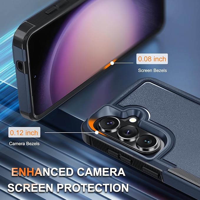 for Samsung Galaxy S26+ Plus Case with Screen Protector+Camera Lens Cover,Military Grade Heavy Duty Shockproof Phone Cover with Wrist Lanyard Strap for Samsung S26Plus,Navy Blue