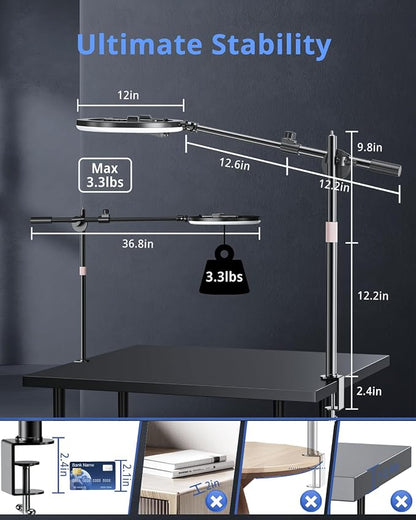 UBeesize 12" Ring Light with Overhead Phone Mount, LED Ring Light with Phone Holder and Stand, Desk Light Ring for iPhone,Cameras, Selfie Light for Live Streaming,Video Recording, Content Creation