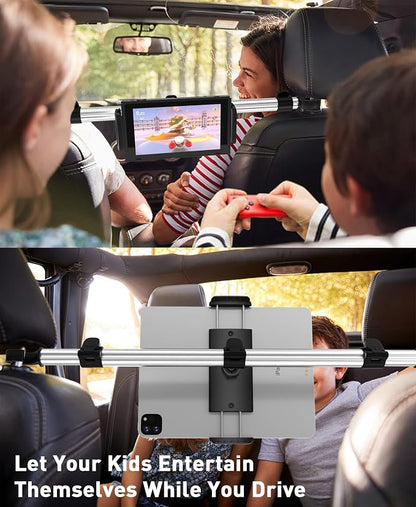 Tryone Car Tablet Holder Mount for iPad: Headrest Tablet Stand for Car Back Seat Compatible with iPad Pro Air Mini | Galaxy Tab | Kindle Fire HD | Switch OLED or Other 4.7-16.1" Devices