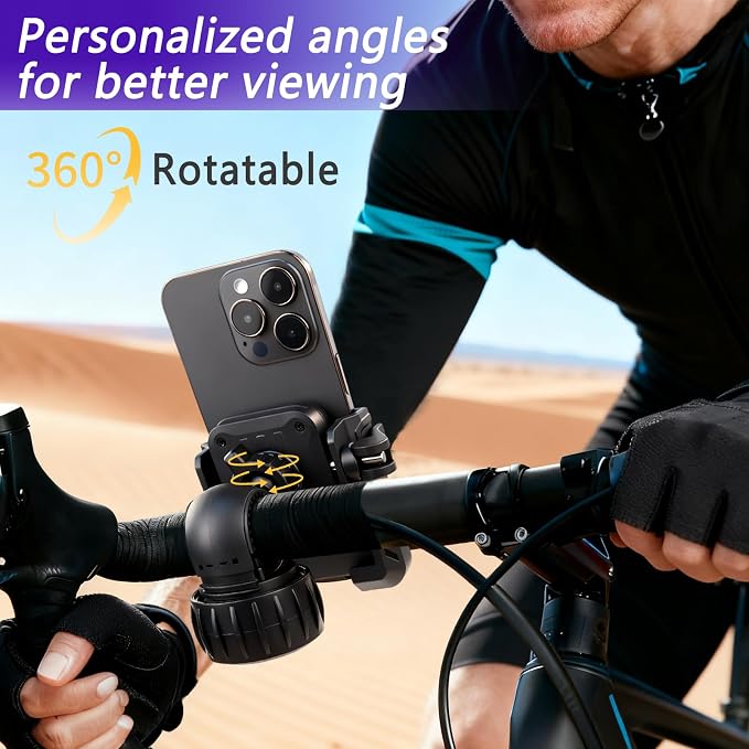 Motorcycle Phone Mount, [No Block Camera] Bike Phone Holder Mount, [Silicone Wrapped] Handlebar Cell Phone Mount for Bike/Scooter/ATV, Fits iPhone 16/15/14/13 Pro Max & 4.7"-6.8" Phones, Black