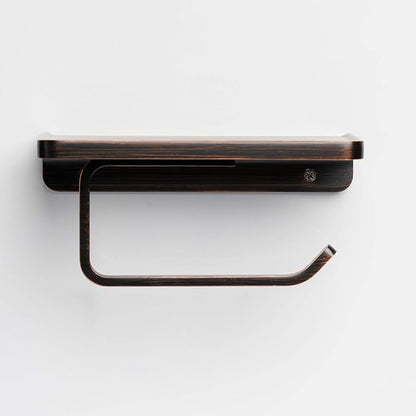 Linkaa Bronze Toilet Paper Holder with Shelf Oil Rub Bronze,Wall Mount Toilet Tissue Roll Holder Dispenser with Phone Shelf Storage for Bathroom Kitchen Washroom Wall丨Heavy Duty Zinc Alloy