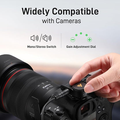 MAONO Wireless Lavalier Microphone for iPhone/Android/Camera/PC, Mini Lapel Mic with 48khz 24bit, Voice Filter, Noise Cancellation, 30h Battery, USB-C/Lightning Plug for Video Recording - Wave T5