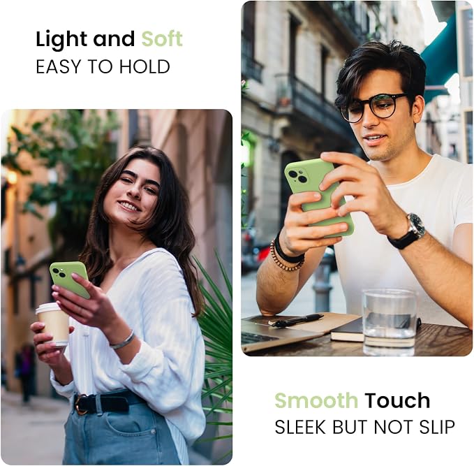 FireNova Designed for iPhone 13 Case, Silicone Upgraded [Camera Protection] Phone Case, Soft Anti-Scratch Microfiber Lining Inside, 6.1 inch, Tea Green