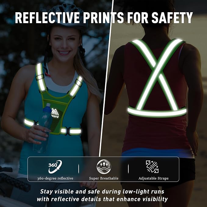 Topward Running Vest Chest Phone Holder for Women Men, Reflective Vest Safety Gear for Dog Walking Cycling - Adjustable Waist/Shoulder