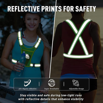 Topward Running Vest Chest Phone Holder for Women Men, Reflective Vest Safety Gear for Dog Walking Cycling - Adjustable Waist/Shoulder