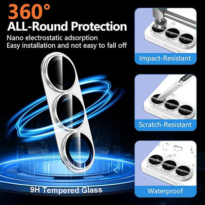 for Samsung Galaxy S26 Plus Camera Lens Protector, Electroplated Matte Back with 9H Tempered Glass Lens Protector, [Strong Adsorption] [Case-Friendly] Metal Ring HD Clear Lens Cover, Slivery