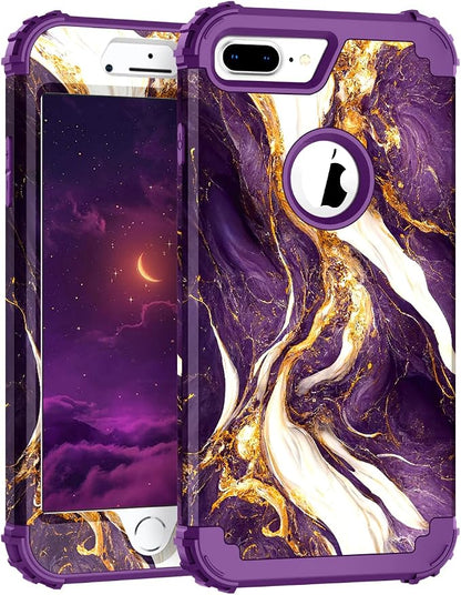 Hocase Heavy Duty Shockproof Protection Hard Plastic+Silicone Rubber Hybrid Protective Case for iPhone 7 Plus/iPhone 8 Plus - Midnight Purple