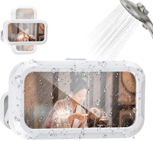 Shower Phone Holder Waterproof, 480° Rotatable Retractable Angle Adjustable Bathroom Wall Phone Mount Stand, Phone Holder for Shower, Anti-Fog Touchscreen Phone Shower Holder for 4-7'' Cellphones