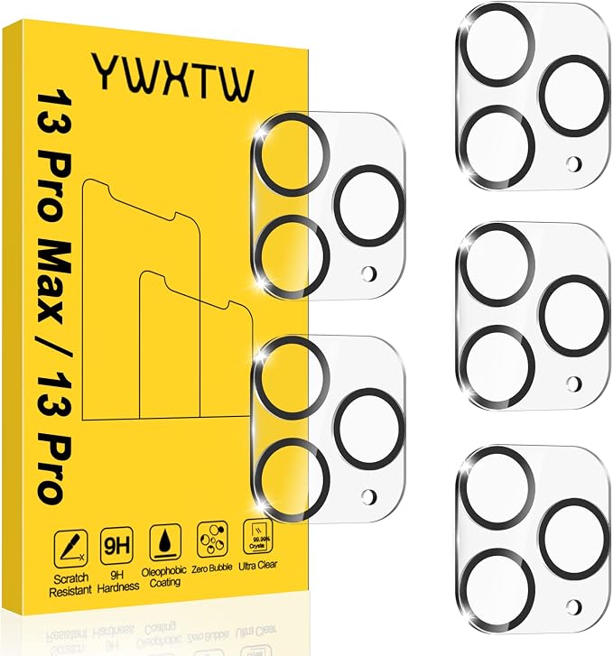 YWXTW [5 Pack Camera Lens Protector Compatible with iPhone 13 Pro Max 6.7" / 13 Pro 6.1" Tempered Glass, [Night Shooting Mode] Case Friendly, High Definition