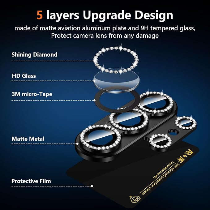 for Samsung Galaxy S26 Ultra Camera Lens Protector, Electroplated Matte Back with 9H Tempered Glass Lens Protector, [Strong Adsorption] [Case-Friendly] Metal Ring HD Lens Cover, Black Diamond