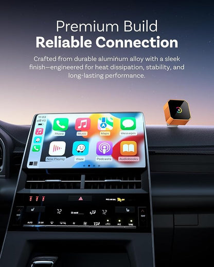 Wireless CarPlay Adapter for iPhone＆Android, 2026 Upgraded Car Play Mini Wired to Wireless Adapter for CarPlay ＆Android Auto Plug and Play Stable Connection & No Latency for iPhone iOS 10+