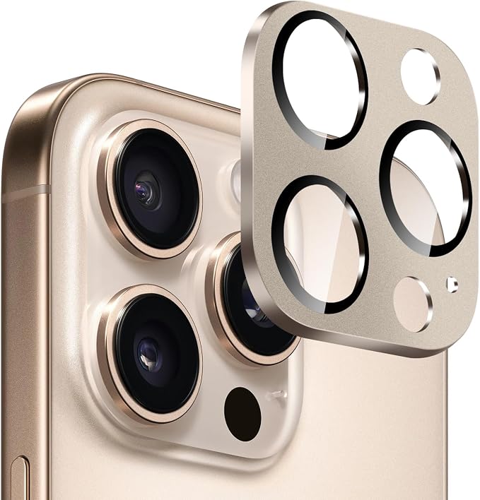 SAHARA - Ultra-Strong Camera Lens Protector for iPhone 16 Pro/16 Pro Max (2-Pack), Desert Titanium, (ZD00164)