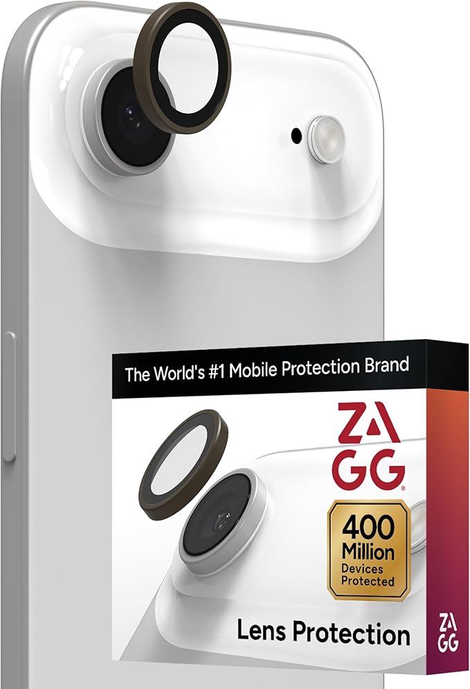 ZAGG iPhone Camera Lens Protector for iPhone Air - Beige Sandstone, Camera Ring, Maximum Impact & Scratch Protection, Anti-Reflective Technology, Smudge-Resistant, Precise Fit, Glass Elite