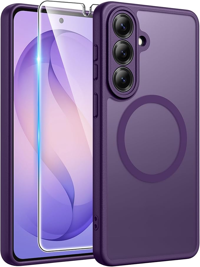 FNTCASE for Samsung Galaxy S26+ Plus Case: [Fit for Magsafe] [Full Camera Protection + Screen Protector] Translucent Matte Military Grade - Shockproof Protective Phone Cover for S26 Plus - Deep Purple