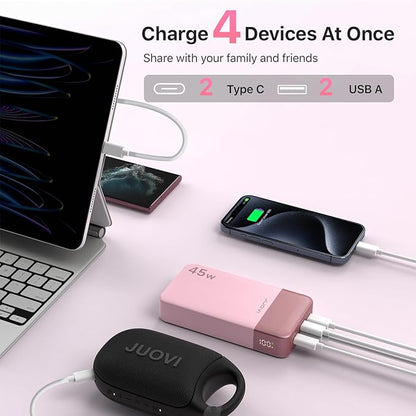 J2621 Power Bank Portable Charger 20000mAh 45W, PD3.0 QC 4.0 Fast Charging Battery Pack with LED Display,2 USB-C,2 USB-A for iPhone 15 16, MacBook