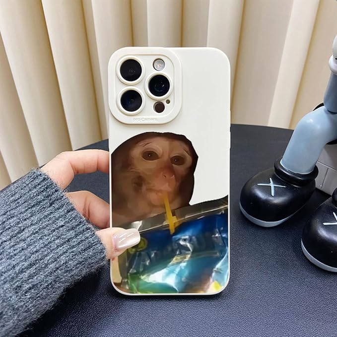 Monkey Phone Case, Funny Monkey Phone Case, All-Inclusived Shockproof TPU Clear Protective Cover, Funny Phone Cases for iPhone 16/15/14/13 Promax (Wine-2,15)