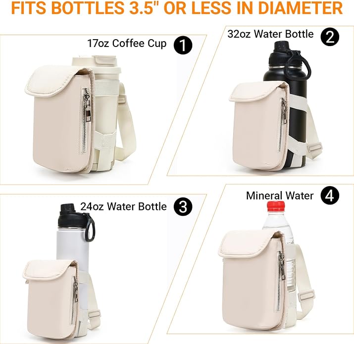 Herald Mini Phone Crossbody Bag with Water Bottle Holder, Water Bottle Carrier Bag with Strap for GYM, Hiking, Cycling