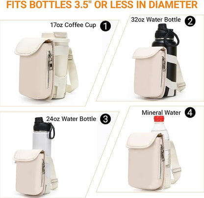 Herald Mini Phone Crossbody Bag with Water Bottle Holder, Water Bottle Carrier Bag with Strap for GYM, Hiking, Cycling