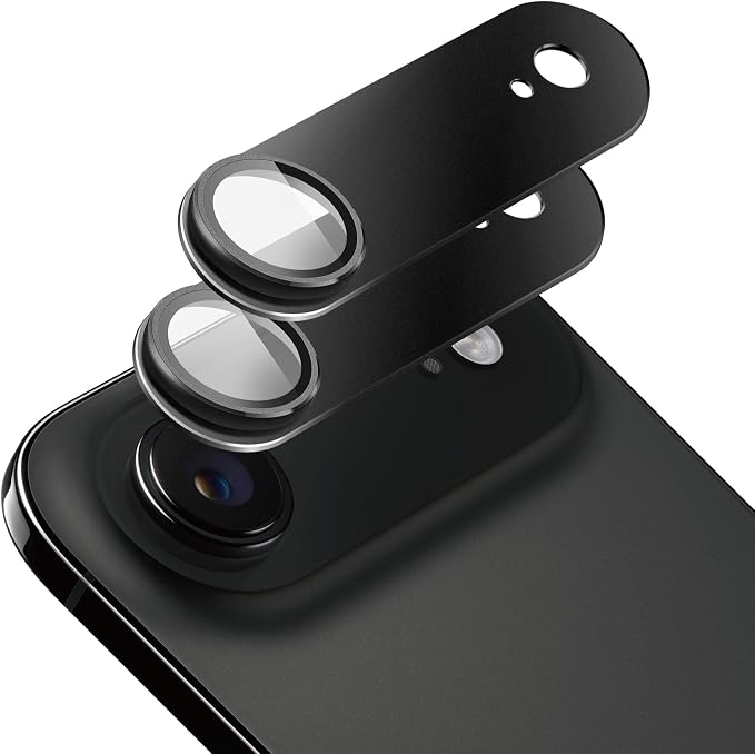 2-Pack Shatterproof Camera Lens Protector for iPhone 17 Air |AR Tempered Glass Strong Adsorption Metal Camera Cover Screen(Black)