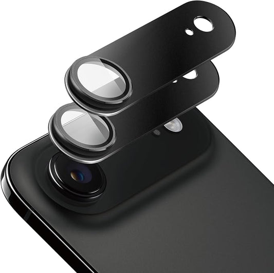 2-Pack Shatterproof Camera Lens Protector for iPhone 17 Air |AR Tempered Glass Strong Adsorption Metal Camera Cover Screen(Black)