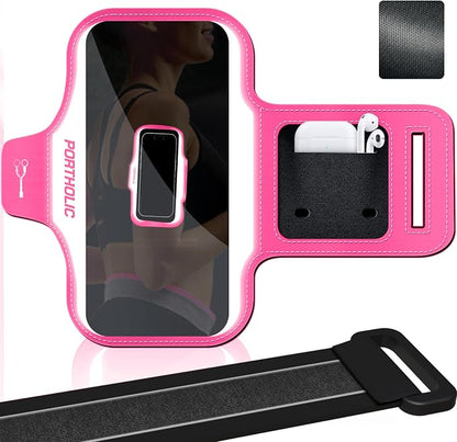 PORTHOLIC 2025 Running Armband Water Resistant Sports Phone Holder Case with Extension Strap, Key Card Slot Up to 6.9" Phone for iPhone 17/16/15/14/13 Plus Air Pro Max XR/XS, Galaxy S25/24/S10