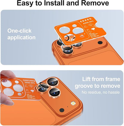 QHOHQ 3 Set Camera Lens Protector for iPhone 17 Pro Max/17 Pro/16 Pro Max/16 Pro/15 Pro Max/15 Pro, Individual Anti Shatter Lens Protector,[15FT Military Grade Protection],1-Second Auto-Install- Clear