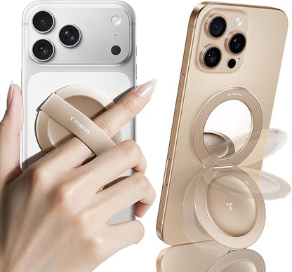 TORRAS 2026 Upgraded (Gen 7.0) Magnetic Phone Grip Ring Stand Holder, Comfortable Silicone Ring, Compatible with MagSafe Accessories 4-in-1 Kickstand for iPhone 17 Pro Max 16 15 14 13 Android,Rosegold