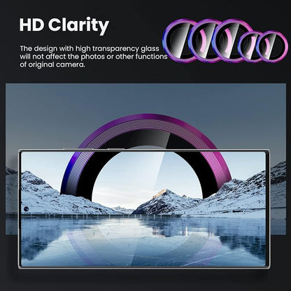 Tensea (3+2PCS for Samsung Galaxy S23 Ultra 5G Camera Lens Protector, 9H Tempered Glass Camera Cover Screen Protector Metal Individual Ring [Installation Tray][Removal tool][Case Friendly]- Colorful