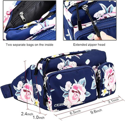 CXWMZY Fanny Packs For Women & Men, Waist Bag Hip Bum Bag Strap Extension Large Capacity Easy Carry Any Phone Passport Wallet for Outdoors Workout Traveling Casual Running Hiking Cycling Dog Walking