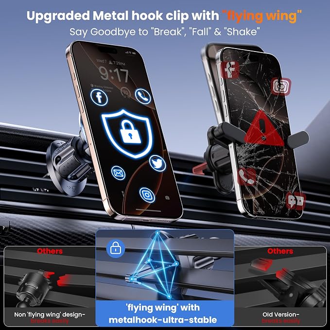 for MagSafe Car Mount Magnetic Phone Holder for Car [2026 Upgraded 22X Magnets & Double-Hooks] Phone Holders for Your Car Stand for Dashboard Vent GPS for iPhone 17/16/15/14/13 Android etc