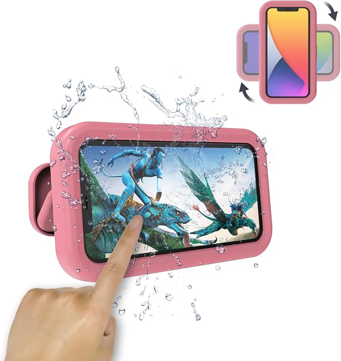 Waterproof Shower Phone Holder,360° Rotation Shower Phone Case, Angle Adjustable, Anti-Fog High Sensitivity,for Bathroom,Batheub, Kitchen Wall,Compatible with 4" - 6.8" Cell Phones