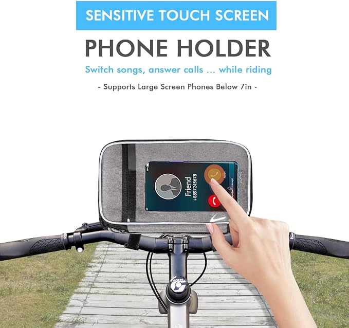 Bike Handlebar Bag - Front Basket with Bike Phone Mount, Bicycle Cooler Pouch Pack for Kids Girls Boys Men Women