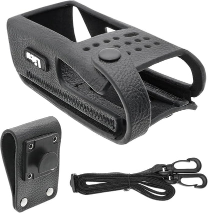 Two-Way Radio Case Leather Case with 3" Fixed Loop D-Ring for Motorola PMLN6099, PMLN6099A Black