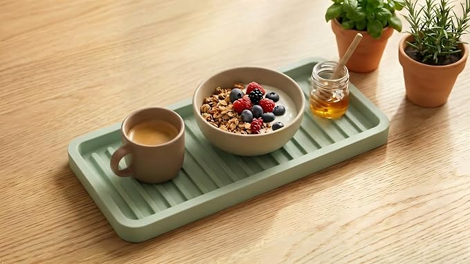 Happitasa Silicone Kitchen Sink Organizer Tray, Sponge Holder and Countertop Protector | Bathroom and Kitchen Soap Dish and Dispenser Tray (Vanilla Cream, 9"x3.5", 5.6 Ounces)
