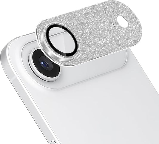 Camera Lens Protector for iPhone Air, Bling Glitter Camera Cover with 9H Tempered Glass Metal Ring, Anti-Scratch Lens Protector for iPhone 17 Air (Glitter - Silver)