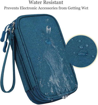CAOODKDK Electronic Organizer Travel Cable Accessories Bag, Waterproof Electronic Organizer Case, Accessories Organizer Bag for Power Bank, Charging Cords, Chargers, USB Cable, Earphones (Dark Green)