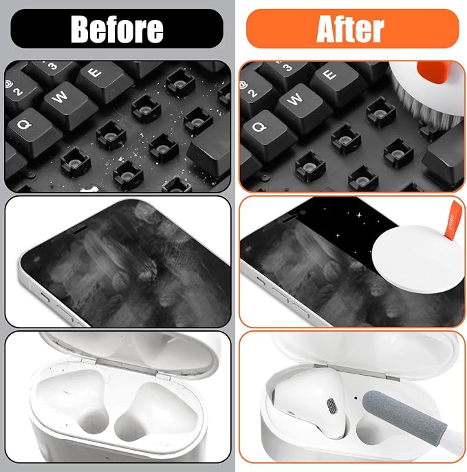 walrfid 2pcs White Pink Computer Keyboard Cleaner Kit, Laptop Screen Cleaning Spray for iPhone AirPod Phone MacBook iPad, 20-in-1 Electronic Clean Brush Tool for Earbud iPod TV Earphone Camera