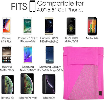 Cell Phone Armband for Running, Universal Sports Armband for iPhone 8/7/7S/6/6S/SE/5, Samsung Galaxy S9/S8/S7/S6 Phones Sport Exercise Gym Armband with Keys Pocket, (Pink,L)