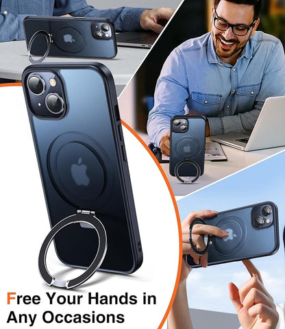 Chicfun 3-in-1 [Magnetic+Kickstand+Ring Holder] for iPhone 14 Plus Case with Stand Ring Holder， Compatible with MagSafe, Military Shockproof Kickstand Phone Case iPhone 14 Plus Cover Black
