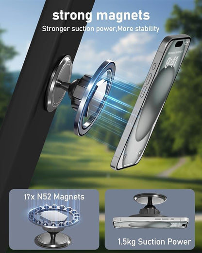 Magnetic Golf Cart Phone Holder, 360° Rotation Magnetic Phone Holder for Golf Cart, Phone Caddy for Golf Cart with MagSafe iPhone, Golf Cart Accessories Gifts for Men with EZGO/Club Car/Yamaha