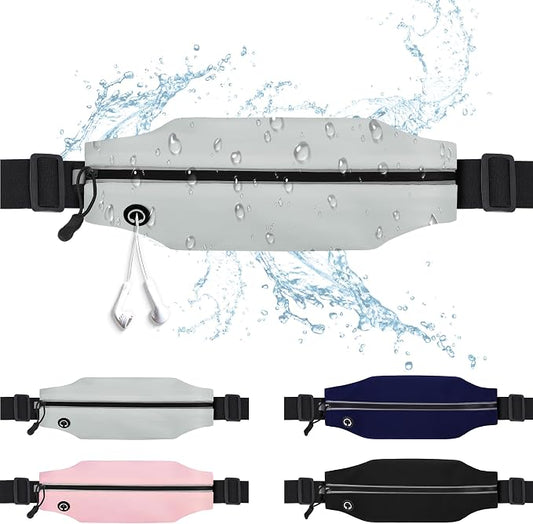 Slim Running Belt For Men and Women Waist Fanny Pack Phone Holder Pouch Bag Reflective Zipper Pocket Workout Cycling Fitness