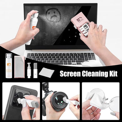walrfid Laptop Keyboard Cleaner Kit with 80ml Screen Cleaner Spray, 15-in-1 Phone Computer Screen Cleaning Tool for iPhone iPad MacBook, Multi-Function Electronics Cleaning Kit for PC, Camera (Pink)