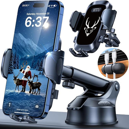 【98+LBS Strongest Suction & Military-Grade】Ultimate Car Phone Mount【Patent & Safety Cert】 Cell Phone Holder Truck Stand for Dashboard Windshield Vent for iPhone 17 Pro Max 16 15 Samsung,Graphite Black