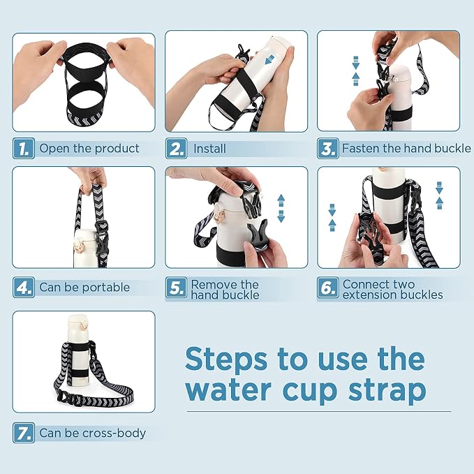 EasyAcc Water Bottle Holder Strap Sling, for Owala FreeSip 24 32 40 oz, Hydro Flask, Cirkul, Yeti, Stanley Flip, Universal Water Bottles, with Carabiner, for Walking Curise Travel (Bottle Excluded)