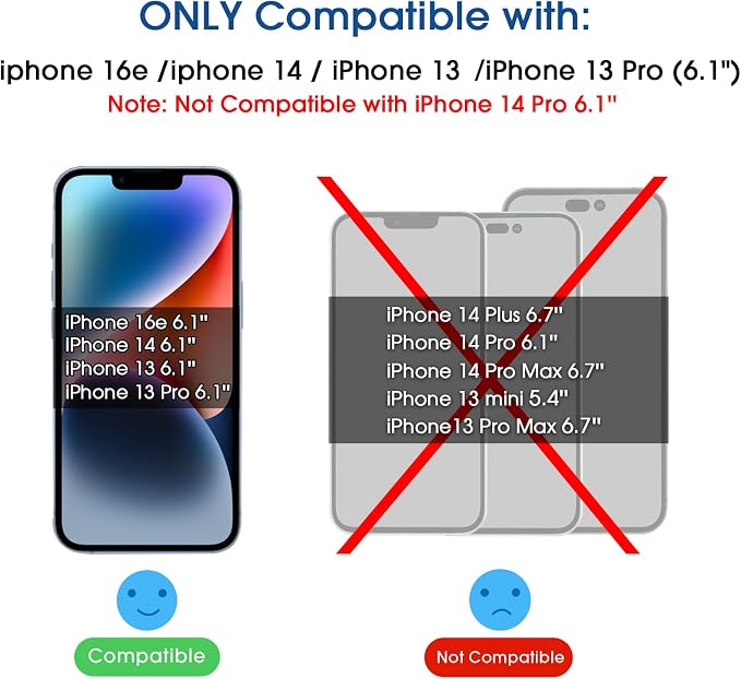 amFiIm Tempered Glass Screen Protector for iPhone 16e/iPhone 14/iPhone 13/13 Pro 6.1", Easy OneTouch Installation, Auto-alignment, Bubble Free Case Friendly, Anti-Scratch