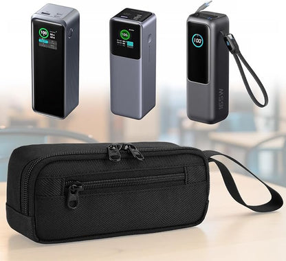 Carry Bag for Anker Prime Power Bank 27,650mAh/25,000mAh & Accessories, Storage Bag for UGREENs Nexode Power Bank 25000mAh 200W, with Hand Strap Black