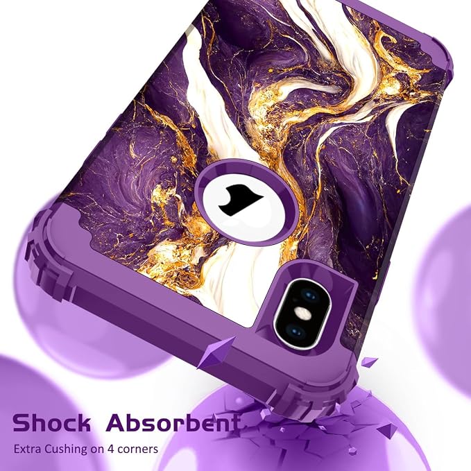 Hocase for iPhone Xs Max Case, Heavy Duty Shockproof Protection Soft Silicone Rubber+Hard Plastic Bumpers Hybrid Protective Case for iPhone Xs Max (6.5") 2018 - Midnight Purple