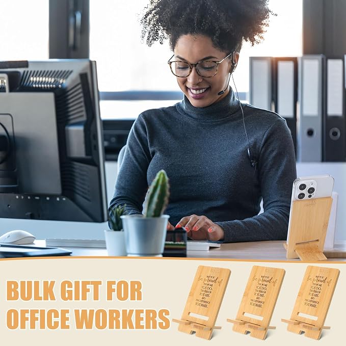 Ripeng 36 Pcs Employee Appreciation Gifts Bulk Bamboo Phone Stand for Desk Office Worker Thank You Gift for Administrative Team Coworkers Staff Graduation Nurse Teacher Week (Classic Work Pride)